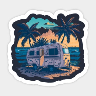 Bus on a Beach Sticker